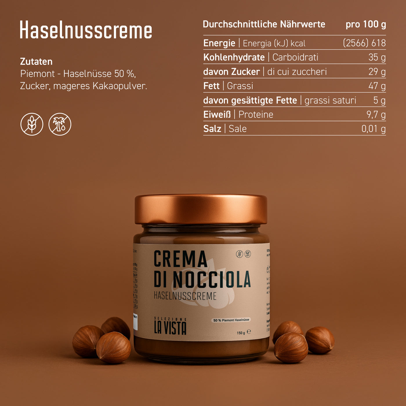 Haselnusscreme 50% - Ohne Palmöl - VEGAN
