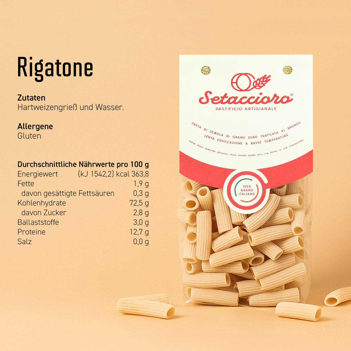 Rigatone - Premium Pasta - 500g