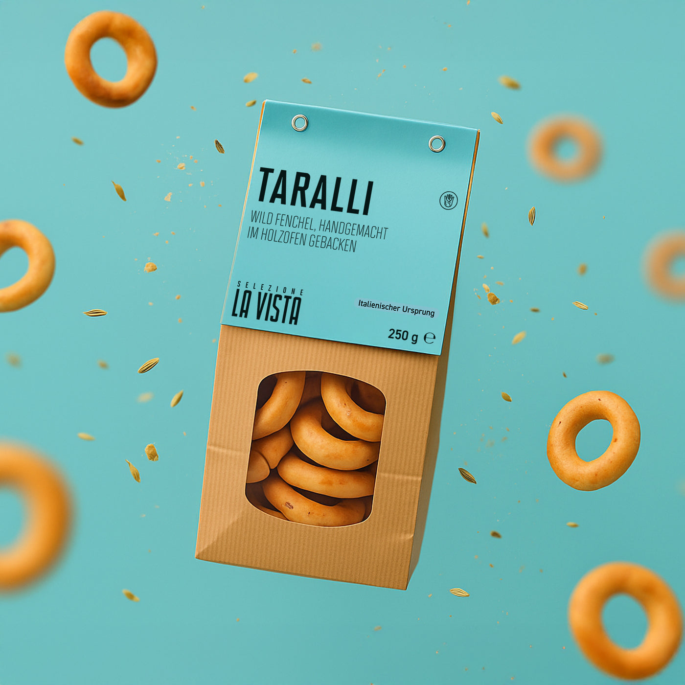 Servierte Taralli Wildfenchel zu Käse und Wein