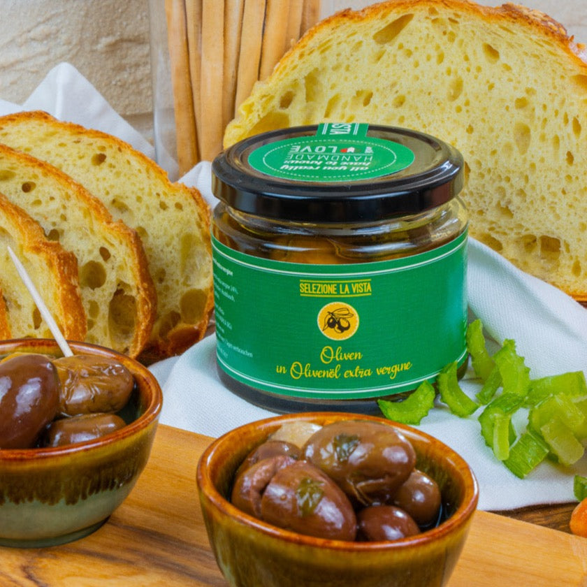 Selezione La Vista Grüne Oliven in Olivenöl eingelegt